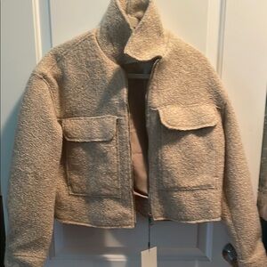 Zara Cream Teddy Jacket Cozy Sherpa Design